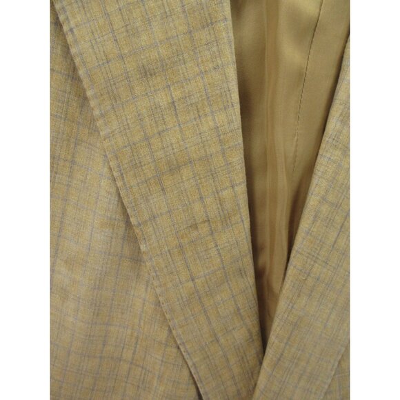 VINTAGE Ermenegildo Zegna Sport Coat Men 50 Tan Blazer Linen Jacket Plaid* - Picture 9 of 16